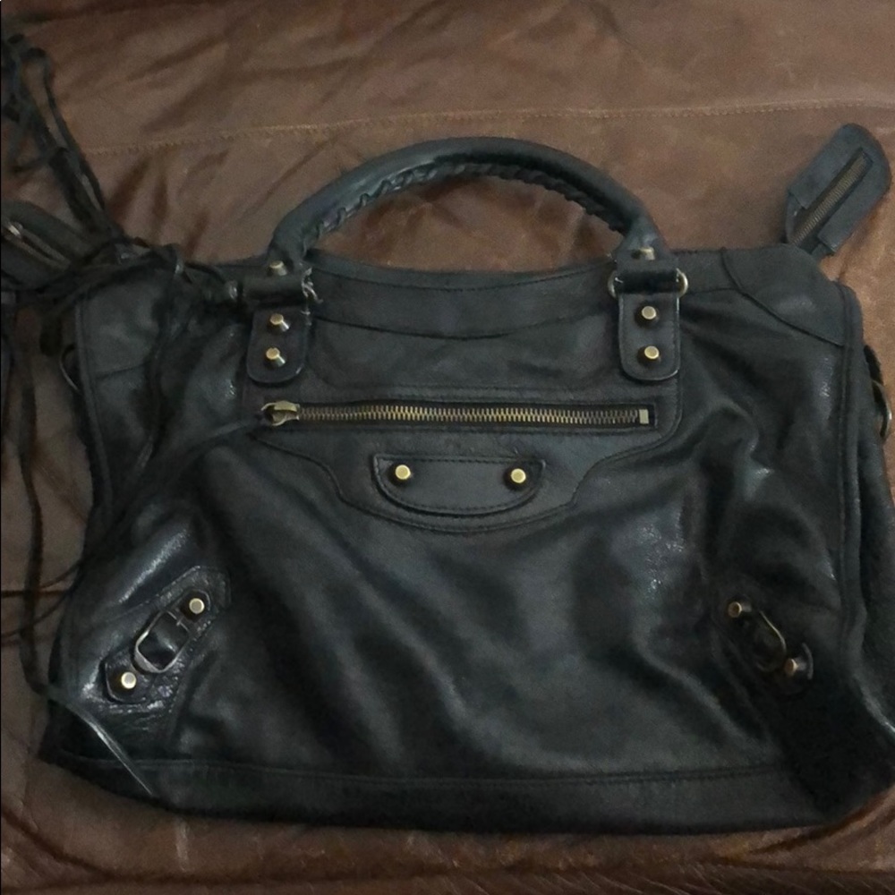 Black balenciaga lambskin bag